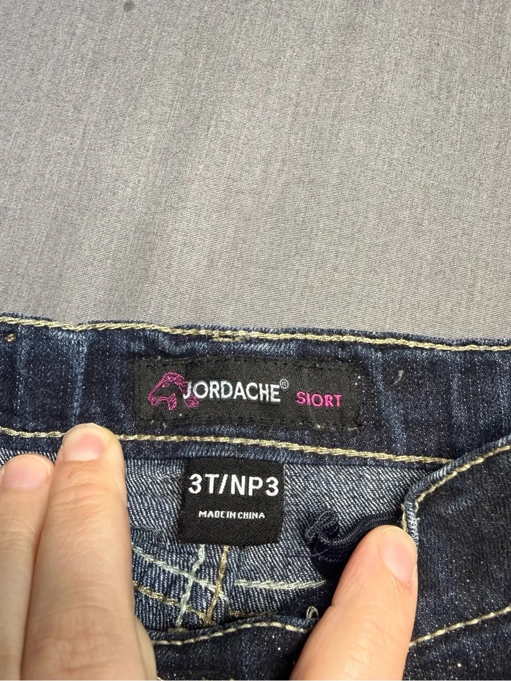 Jordache Dark Blue Sparkly Denim Cuffed Shorts